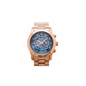 Michael Kors Blue Dial Runway 45 mm rose staal | MK8358