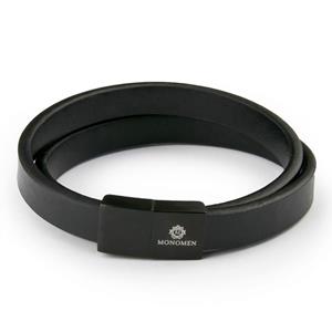 Monomen Men's Black Leather Black Clasp Bracelet MM10787