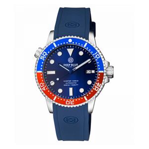 Deep Blue MASTER 1000 II 44MM AUTOMATIC DIVER BLUE/RED CERAMIC BEZEL -DARK BLUE SUNRAY DIAL-BLUE HANDS