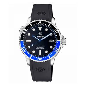 Deep Blue MASTER 1000 II 44MM AUTOMATIC DIVER BLACK/BLUE CERAMIC BEZEL -BLACK GLOSSY DIAL-BLUE HANDS