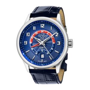 Gevril GV2 Men's Giromondo Blue Dial Blue Calfskin Leather Watch 42302