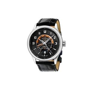 Gevril GV2 Men's Giromondo Black Dial Black Calfskin Leather Watch 42300