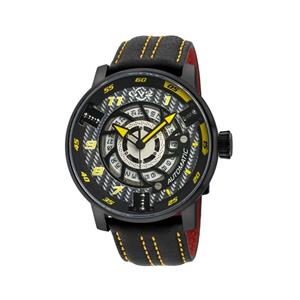 Gevril GV2 Motorcycle Mens Silver Dial Black Calfskin Leather Watch 1315 Heren Horloge