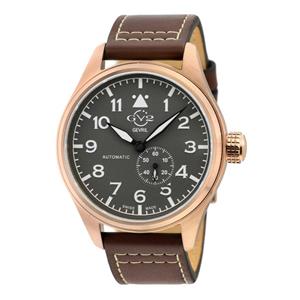 Gevril GV2 Men's Aeuronautica Grey Dial Brown Calfskin Leather Watch 18004 Heren Horloge