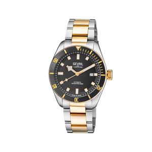 Gevril Men's Yorkville Black Dial IP Yellow Gold Watch 48608 Heren Horloge