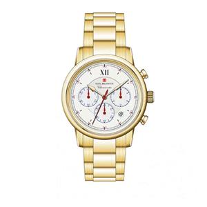 Carl Heinrich Chronograph Quartz 40 mm Staal Goud | G0907-GWHG