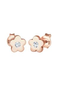 Elli Oorbellen Kinderen Oorsteker Symbool Bloem met Kristal roze in 925 Sterling Zilver