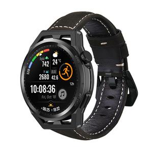 Strap-it Huawei Watch GT leren band (zwart)