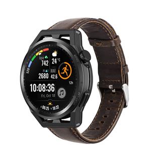 Strap-it Huawei Watch GT leren band (donkerbruin)