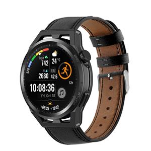 Strap-it Huawei Watch GT leren band (strak-zwart)