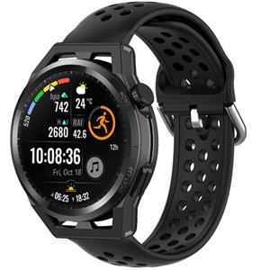 Strap-it Huawei Watch GT siliconen bandje met gaatjes (zwart)