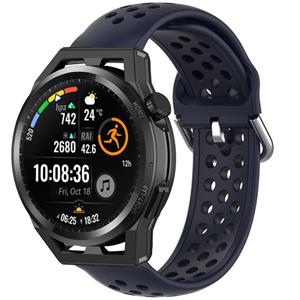 Strap-it Huawei Watch GT siliconen bandje met gaatjes (donkerblauw)