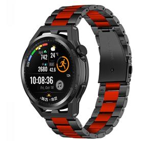 Strap-it Huawei Watch GT stalen band (zwart/rood)