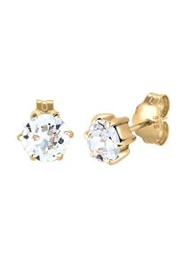 Elli Dames oorstekers fonkelend rond klassiek met kristallen in 925 sterling zilver