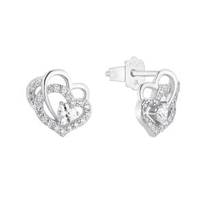amor Oorbellen voor dames, 925 Sterling zilver, zirkonia synth. | Hart