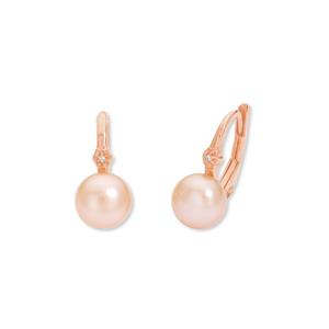 amor Oorbellen voor dames, 925 sterling zilver, synthetische zirkonia, gekweekte zoetwaterparel