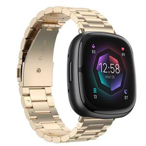 Strap-it Fitbit Sense 2 stalen bandje (champagne goud)