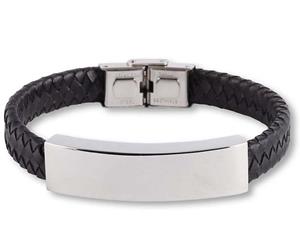 Urnwebshop Zwart Lederen Aurora Armband met RVS Asruimte