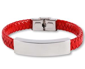 Urnwebshop Rood Lederen Aurora Armband met RVS Asruimte