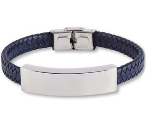 Urnwebshop Blauw Lederen Aurora Armband met RVS Asruimte