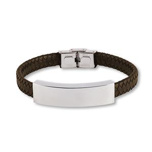 Urnwebshop Donkerbruine Leren Aurora Armband met RVS Asruimte