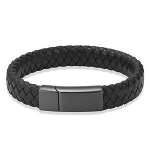 Urnwebshop Zwart Lederen Aurora Armband met Zwarte RVS Asruimte