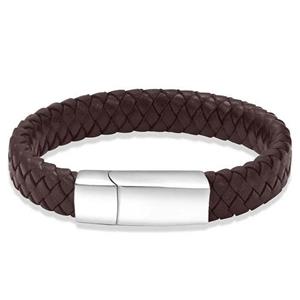 Urnwebshop Donkerbruine Lederen Aurora Armband met RVS Asruimte
