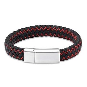Urnwebshop Zwartrode Lederen Aurora Armband met Zilveren RVS Asruimte