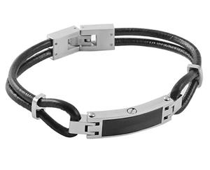 Urnwebshop Zwart Lederen Aurora Armband met RVS Asruimte