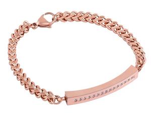 Urnwebshop Rozegouden RVS Aurora Schakelarmband, Asruimte met Zirkonia