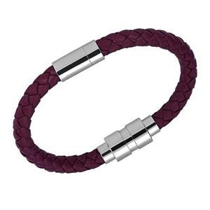 Urnwebshop Bordeaux Leren Aurora Armband, ronde RVS Asruimte