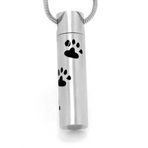 Urnwebshop RVS Ashanger Rond Buisje Pootafdrukjes, met Collier