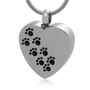 Urnwebshop RVS Ashanger Hartje Pootafdrukjes, inclusief Collier