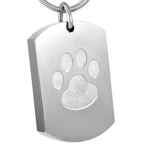 Urnwebshop RVS Ashanger Plaatje Pootafdruk, inclusief Collier