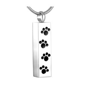 Urnwebshop RVS Ashanger Buisje Pootafdrukjes Zilver, met Slangencollier