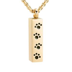 Urnwebshop RVS Ashanger Buisje Pootafdrukjes Goud, met Venetiaans Collier