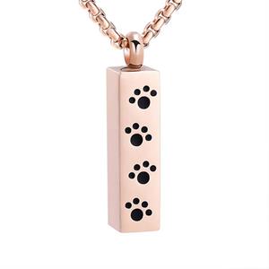 Urnwebshop RVS Ashanger Buisje Pootafdrukjes Rozegoud, met Venetiaans Collier