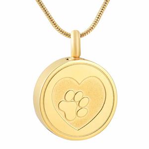 Urnwebshop RVS Ashanger Bakje Hart Pootafdruk Goud, met Collier
