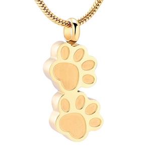 Urnwebshop RVS Ashanger Pootafdrukken Goud, inclusief Collier