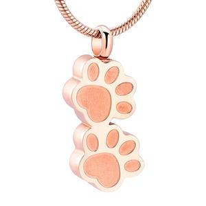 Urnwebshop RVS Ashanger Pootafdrukken Rozegoud, inclusief Collier