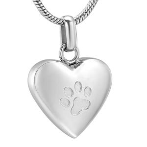 Urnwebshop RVS Ashanger Hart Pootafdruk Zilver, met Slangencollier
