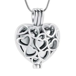Urnwebshop RVS Ashanger Hart-Hartjes, Zilver Urntje en Slangencollier