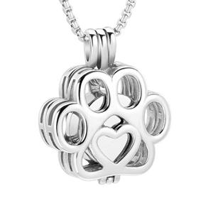 Urnwebshop RVS Ashanger Pootafdruk, Rond Zilver Urntje en Collier
