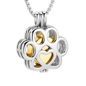 Urnwebshop RVS Ashanger Pootafdruk, Rond Gouden Urntje en Collier