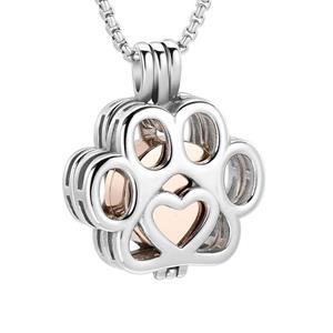 Urnwebshop RVS Ashanger Pootafdruk, Rond Rozegoud Urntje, Collier