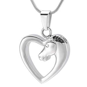 Urnwebshop RVS Assieraad Paardenhart Zilver, inclusief Slangencollier