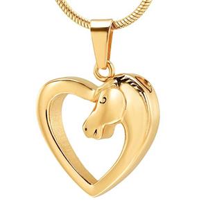Urnwebshop RVS Assieraad Paardenhart Goud, inclusief Slangencollier