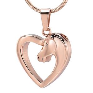 Urnwebshop RVS Assieraad Paardenhart Rozegoud, inclusief Slangencollier