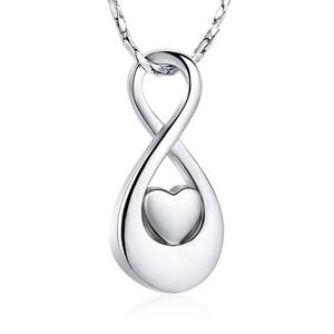 Urnwebshop RVS Assieraad Infinity Hartje Zilver, inclusief Slangencollier