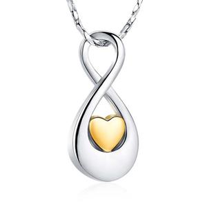 Urnwebshop RVS Assieraad Infinity Hartje Goud, inclusief Slangencollier